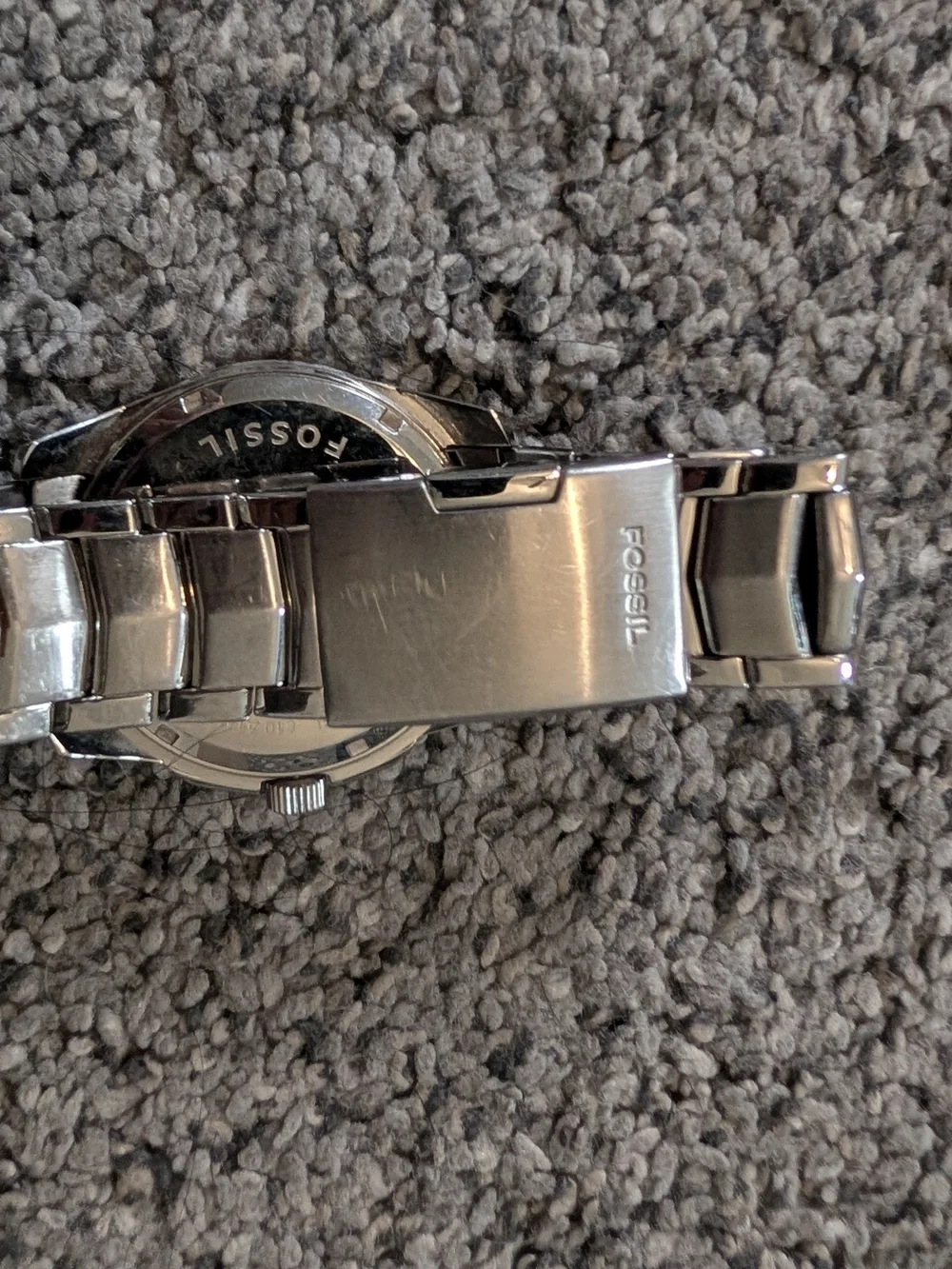 Used Condition Fossil Silver and Black Stainless Steel Diamond Accent Watch